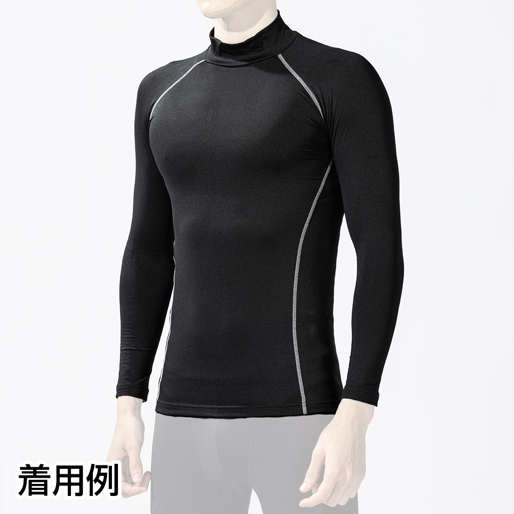 【秋冬用】おたふく手袋 BODY TOUGHNESS パワーストレッチ ハイネックシャツ ブラック M JW-170-52M(26-1701_2)の画像