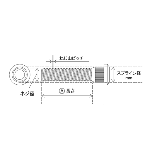 KYO-EI(協永産業) ハブボルト 全長57.5mm M12×1.5 (SBT新タイプ/トヨタP1.5) SBT(30-4621_1)の画像