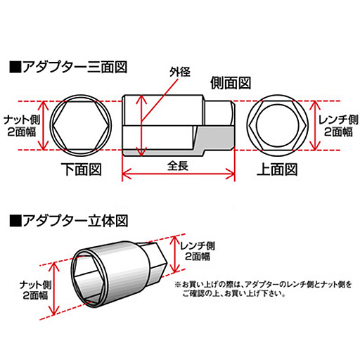 KYO-EI(協永産業) 2面幅変換アダプター ナット側17mm/レンチ側19mm A-51(30-490_1)の画像