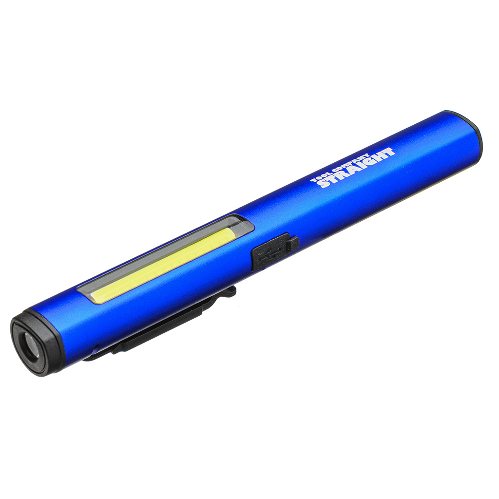 【在庫限り】充電式LEDペンライト 調光機能UVライト付き ブルー(38-972_1)の画像