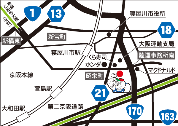 ストレート寝屋川店地図