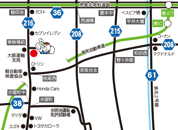 ストレート和泉車検場前店地図